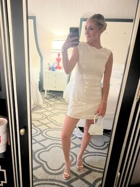 LPA Ivory Sequin Mini Dress